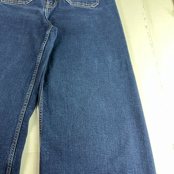 Zara Jean Women 31x27* Marine Straight High Rise Wide Leg Dark Blue Denim Tag 10 - Picture 5 of 16